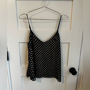 L'Agence Womens Black Silk Gold Polka Dot Sleeveless Blouse Top Size XS/P